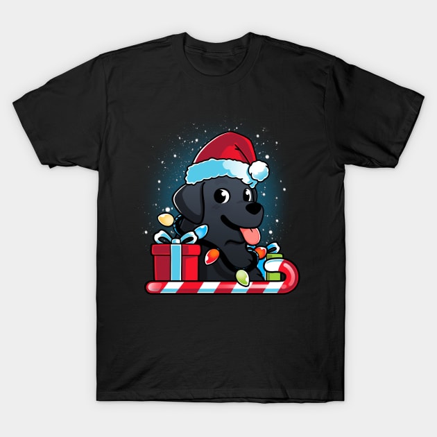 Black Labrador Dog Christmas T-Shirt by Digital Magician